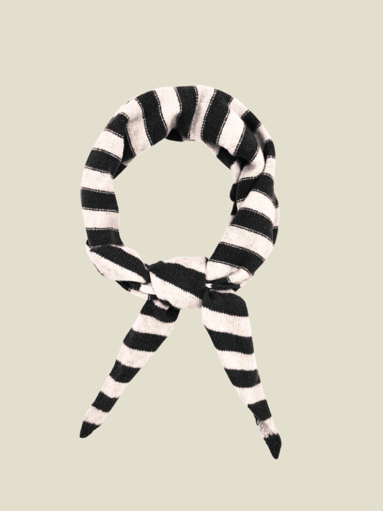 Scarf Valentina Wool Striped Black White