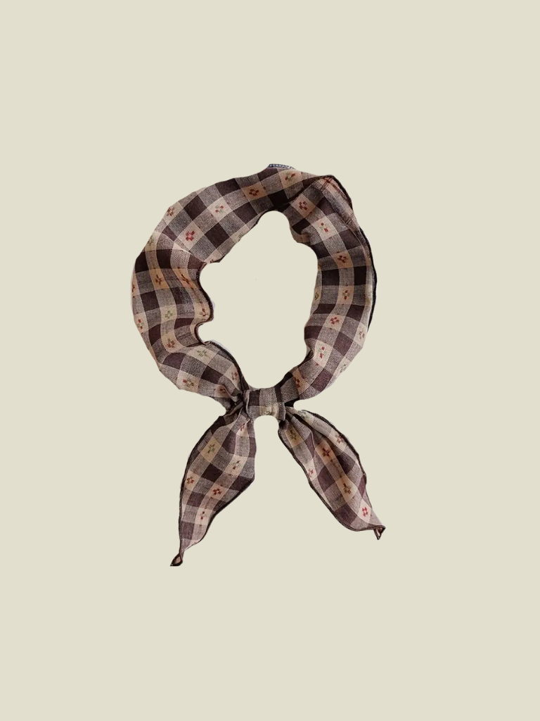Scarf Violet Cotton Check Chocolate