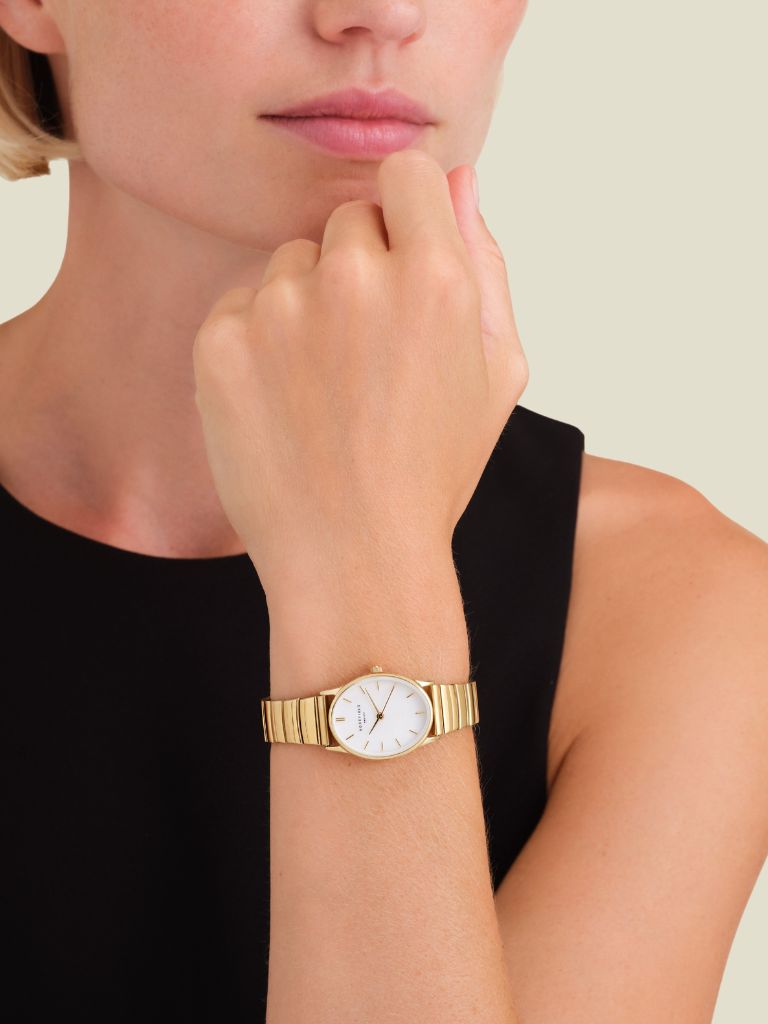 Watch Oval Half Moon Pearl Gold