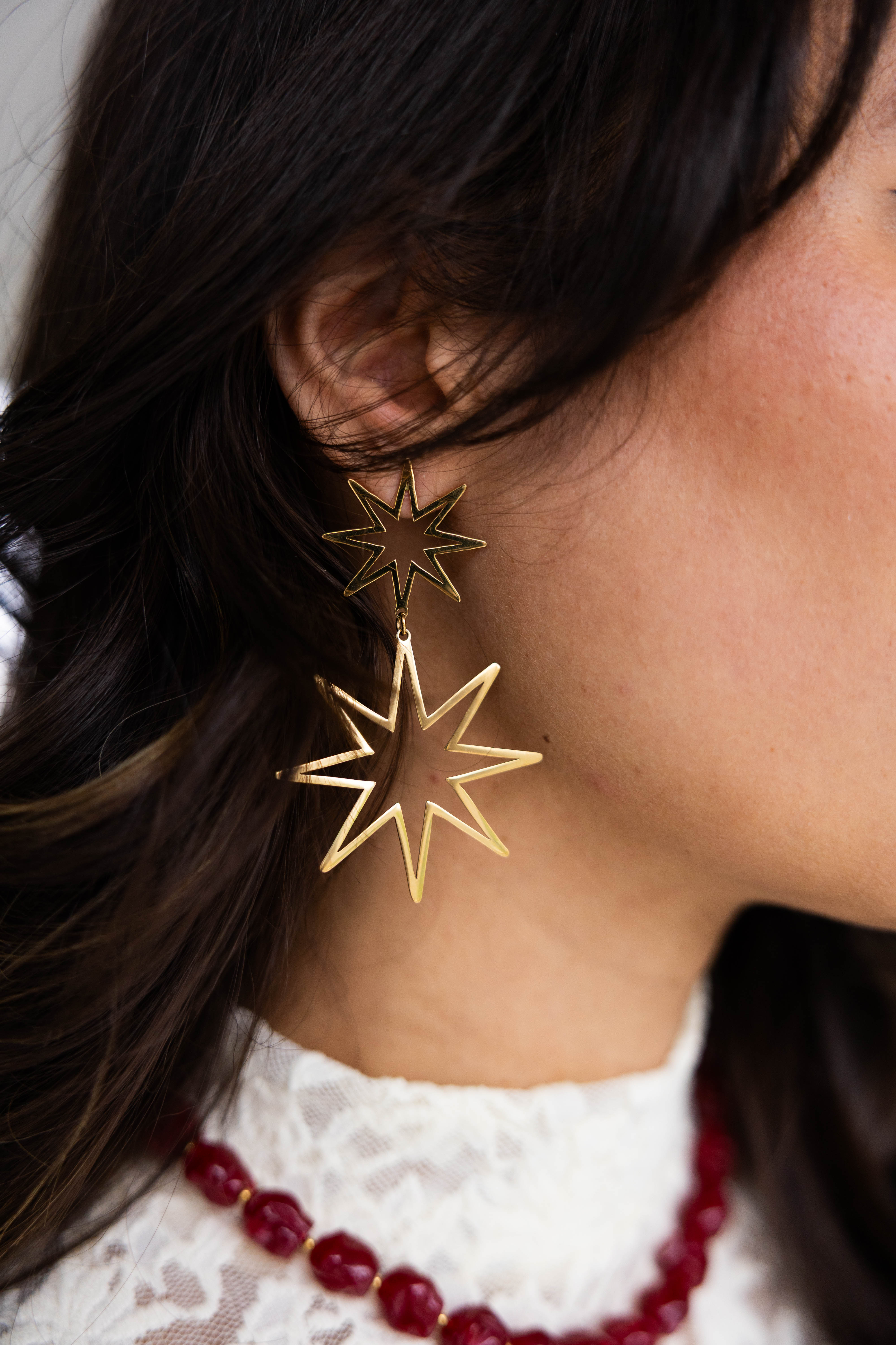 Funky Earrings (Set) Two Stars Gold