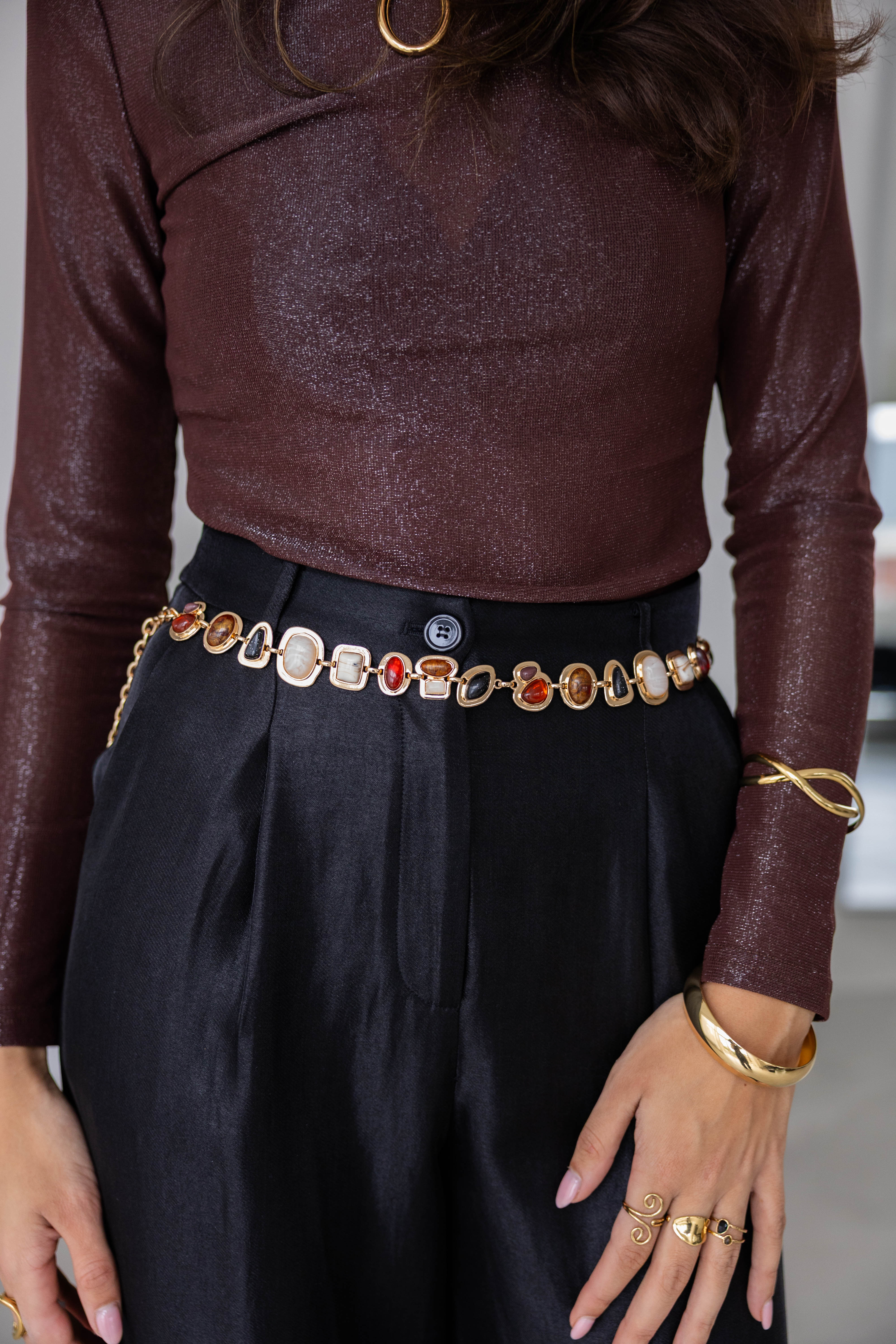 Chain Belt Coloured stones Gold