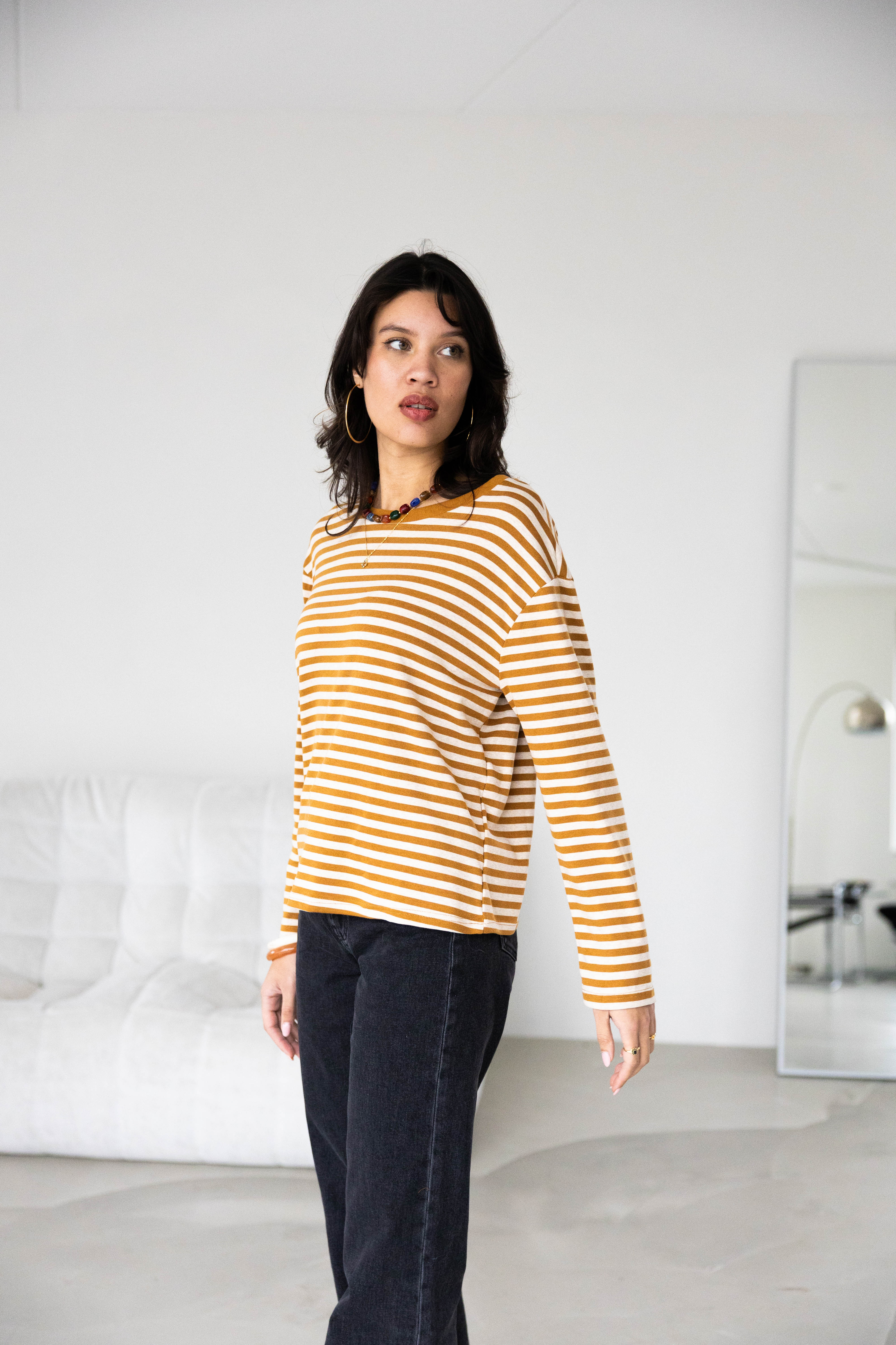 Longsleeve Ceren Striped Camel
