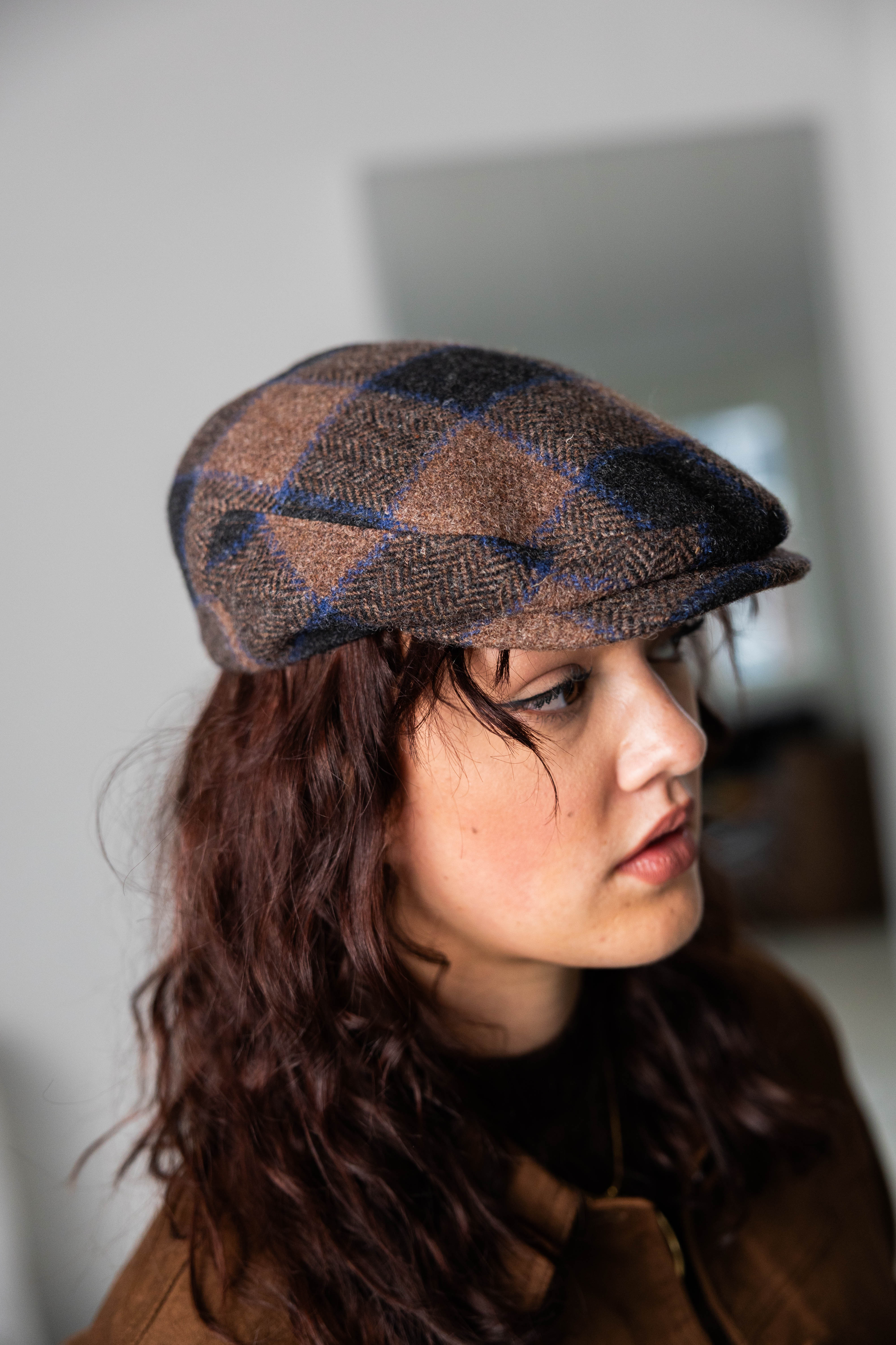 Flat Cap Big Check Wool Multi