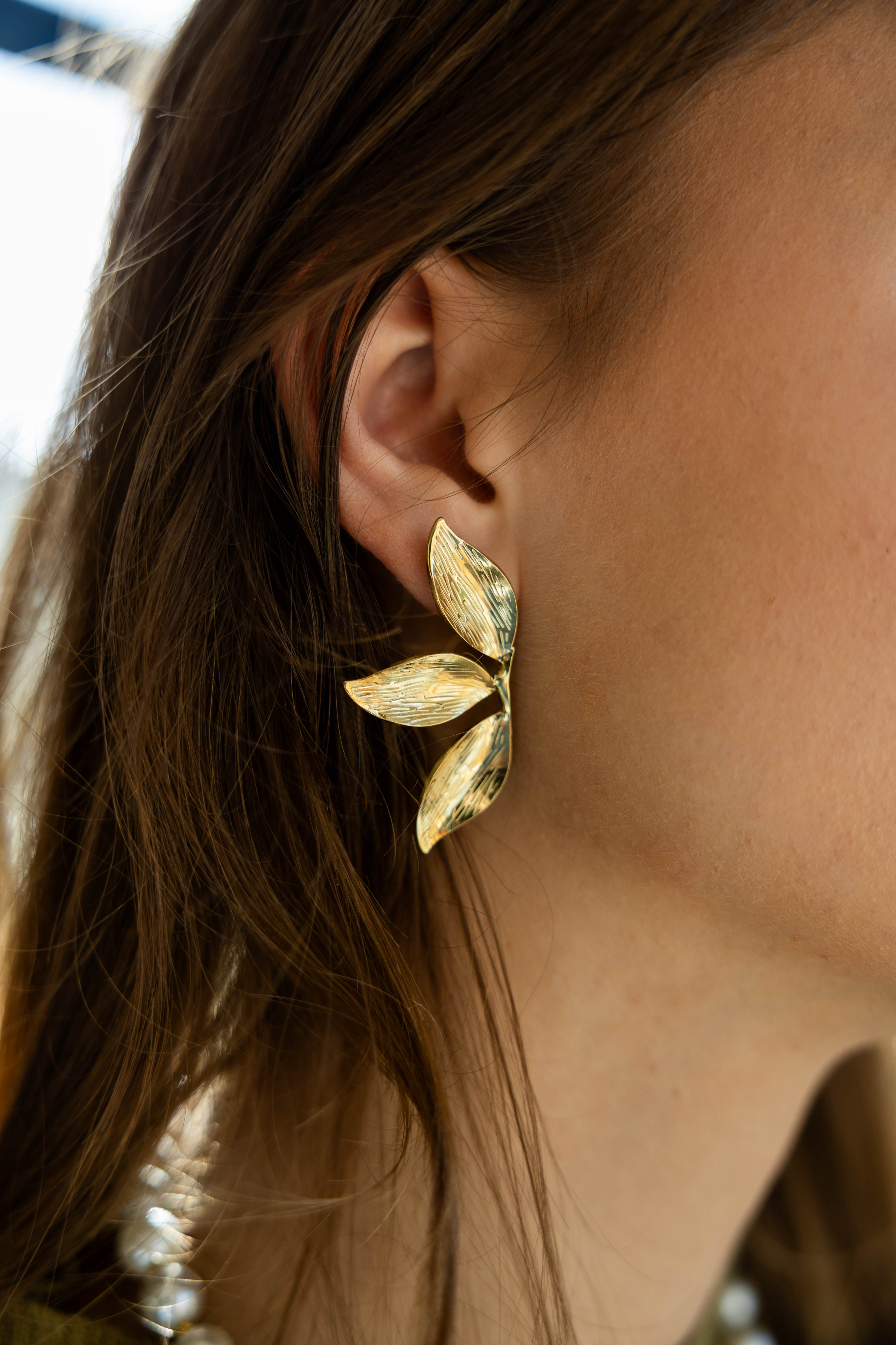Funky Earrings (Set) Leaves Gold