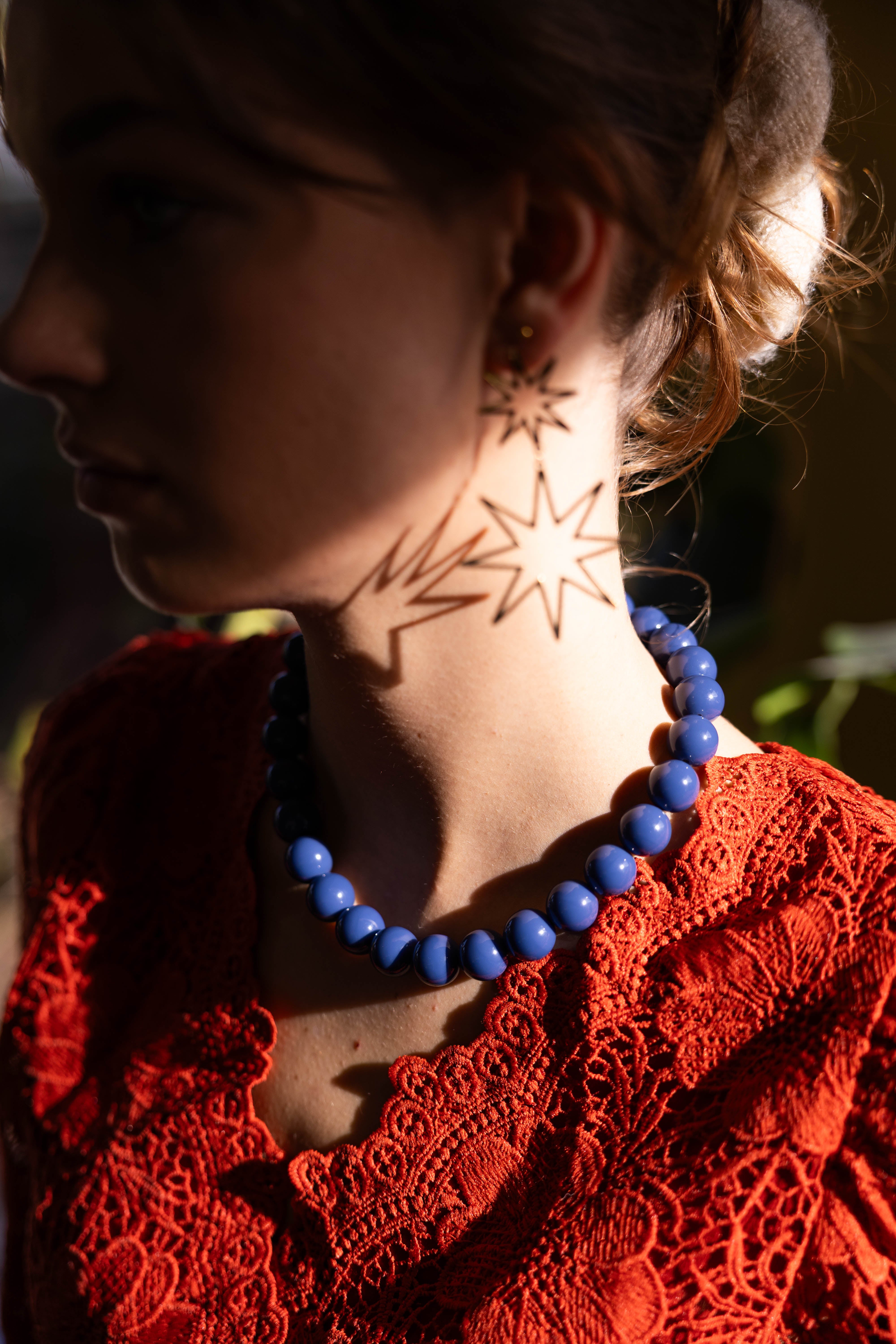 Necklace Big Beads Dark Blue