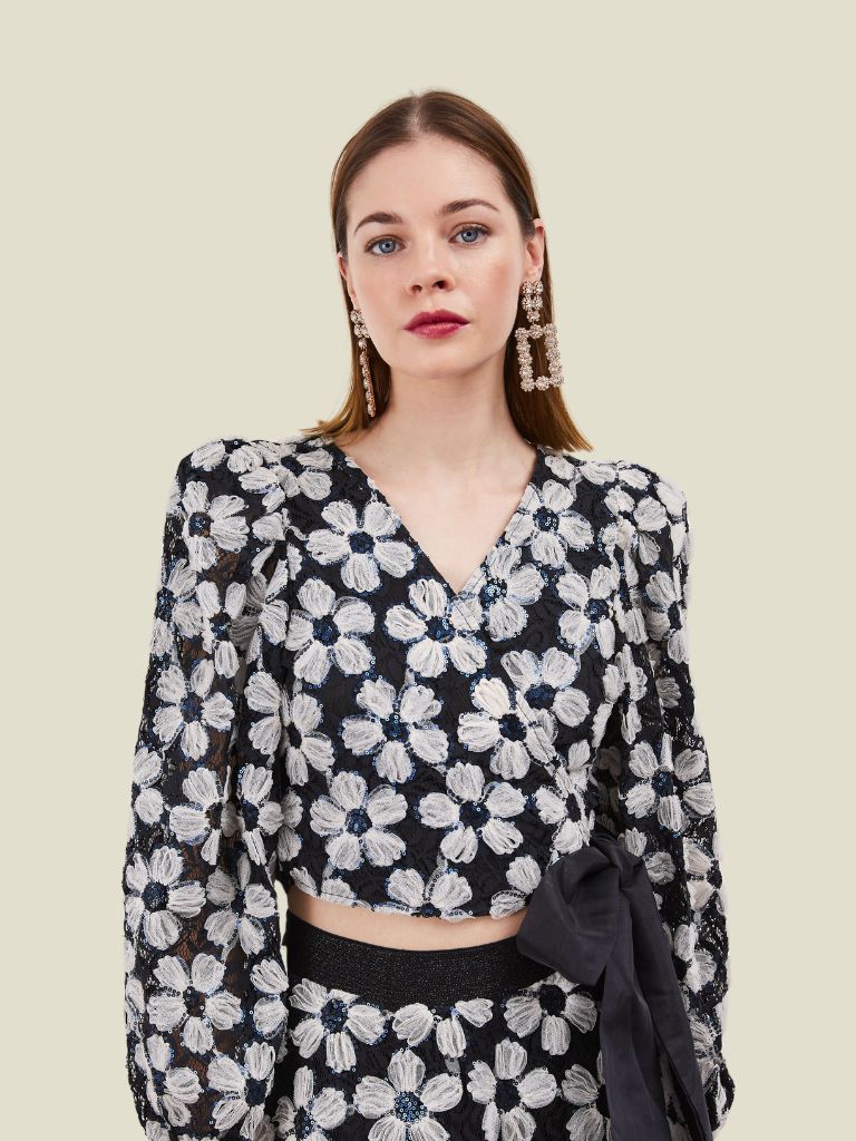 Wrap Blouse Leylani Black Sequin