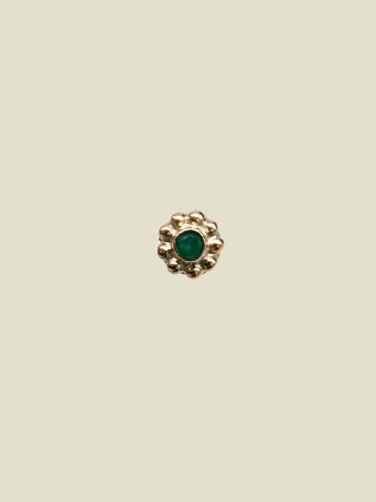 Earring Small Flower Green Onyx