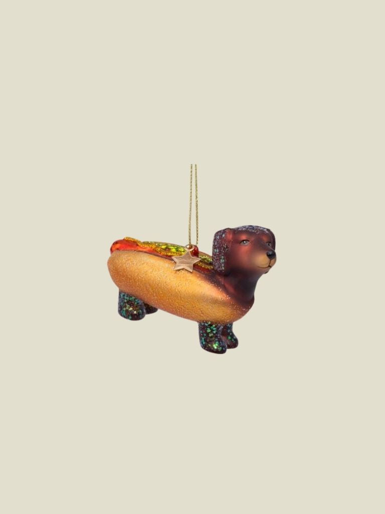 Glass Ornament Hotdog Dachshund