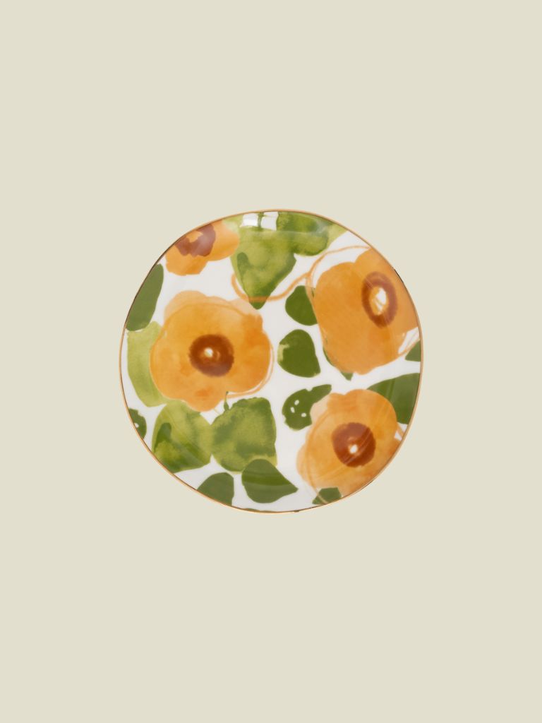 Goodmorning Plate Floral Art Caramel