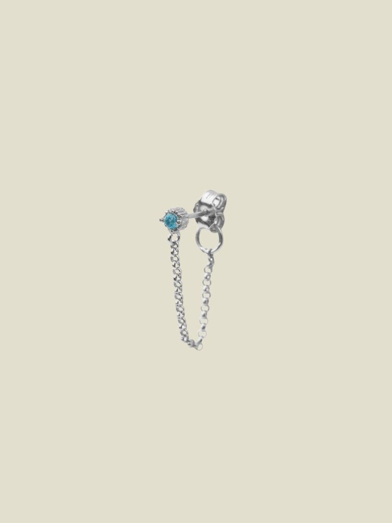Birthstone Earring Silver Aquamarine