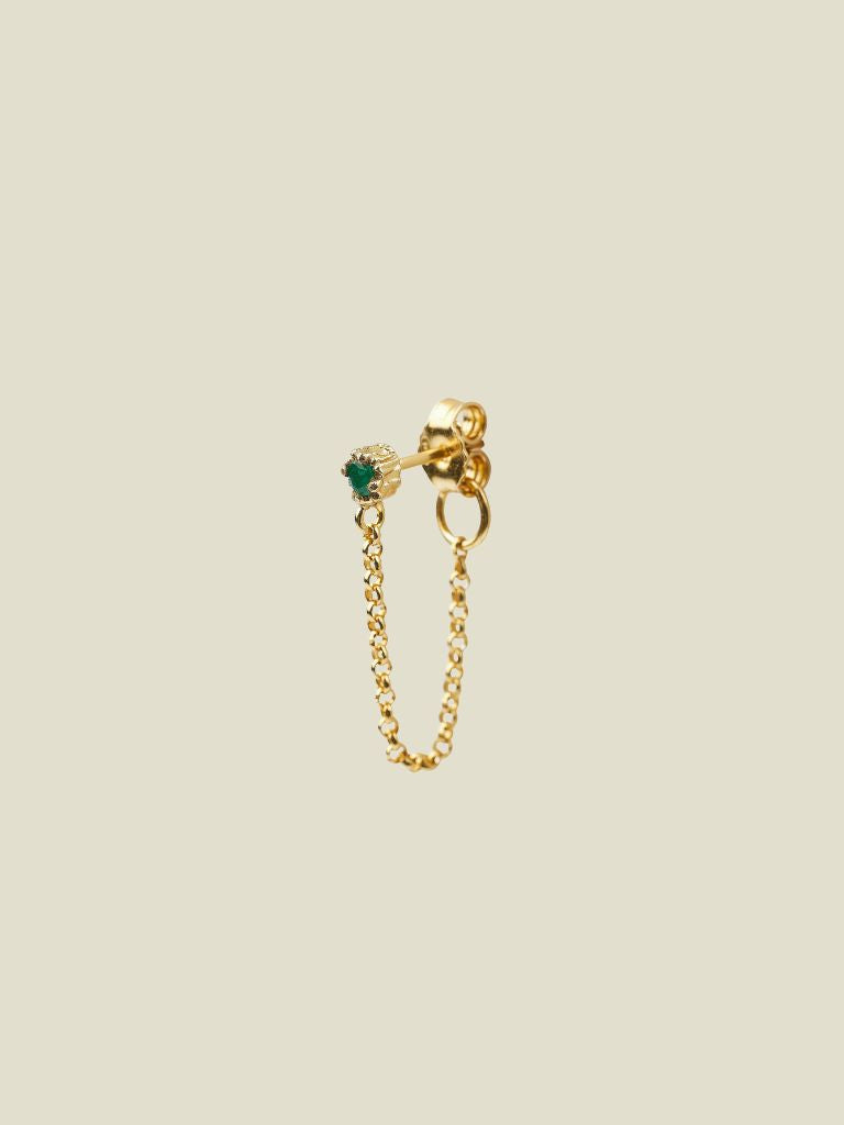 Birthstone Earring Gold Green Emerald