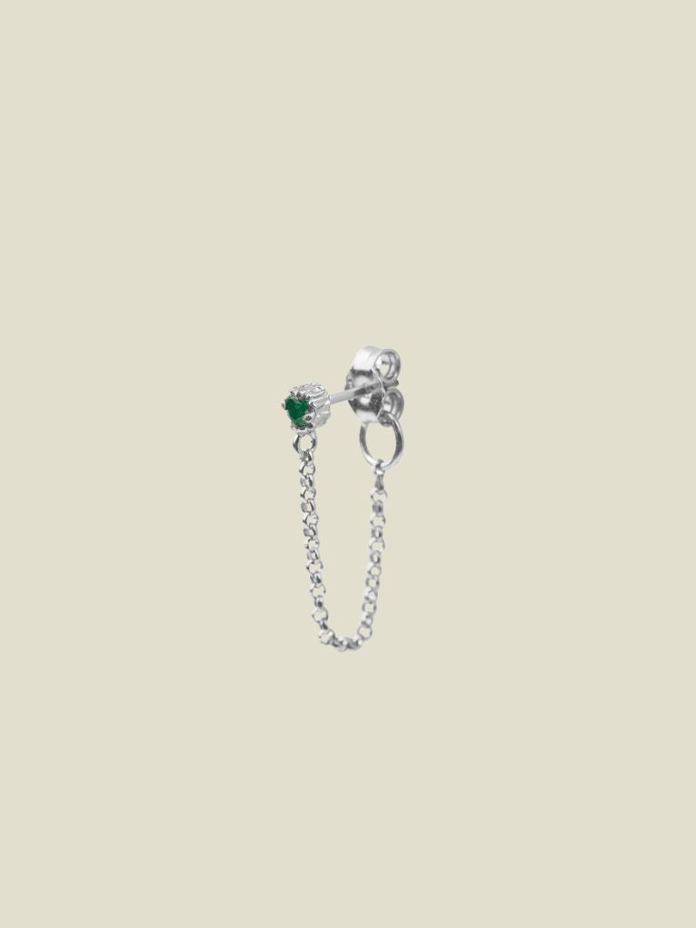 Birthstone Earring Silver Green Emerald