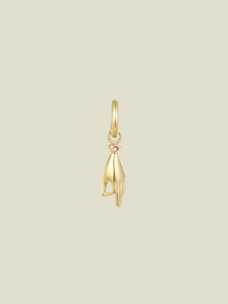 Pendant Hand Symbol Gold Fuchsia