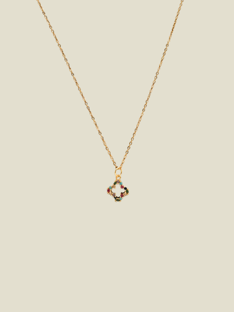 Necklace Coloured Zircon Flower Gold