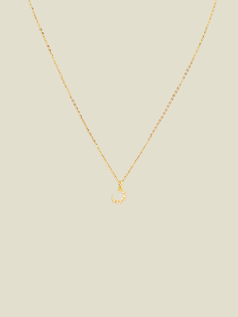 Necklace Tiny Zircon Moon Gold