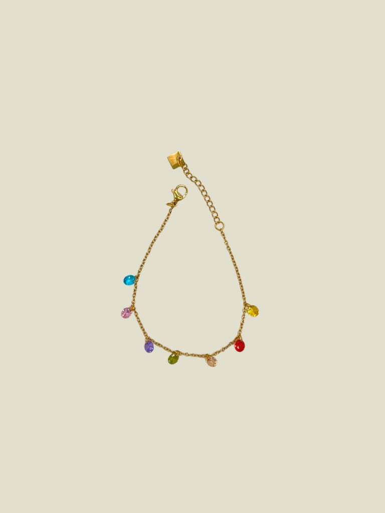 Bracelet Tine Coloured Piramides Gold Multi