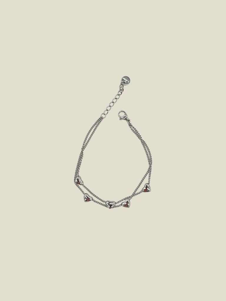 Bracelet Tine Heart Beads Silver