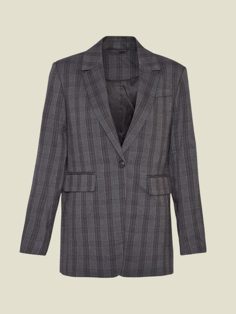 Loose Blazer Calile Check Dark Grey