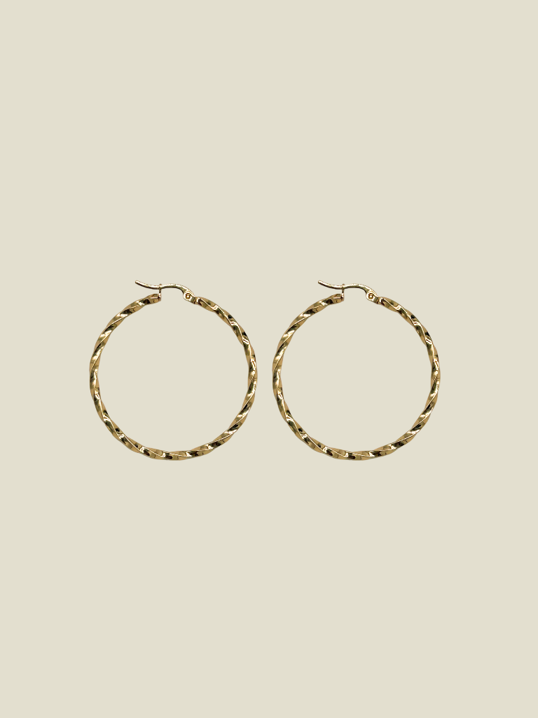 Funky Earrings (Set) Thick Twisted Hoops Gold