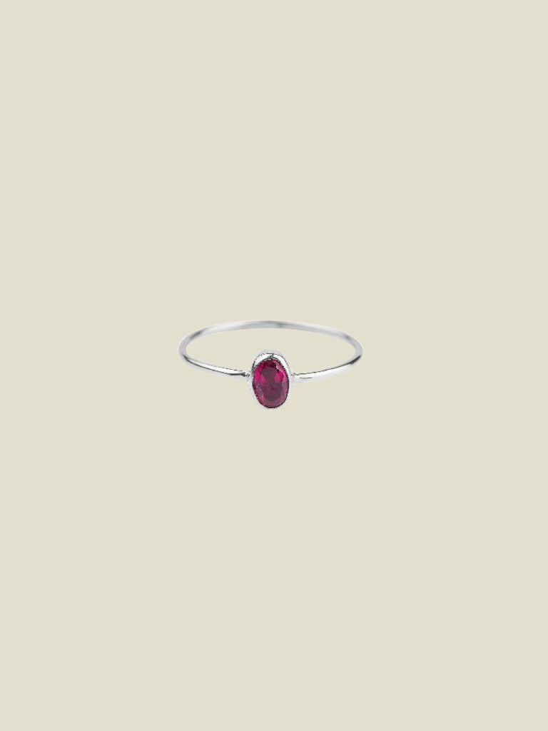 Ring Oval Ruby Silver