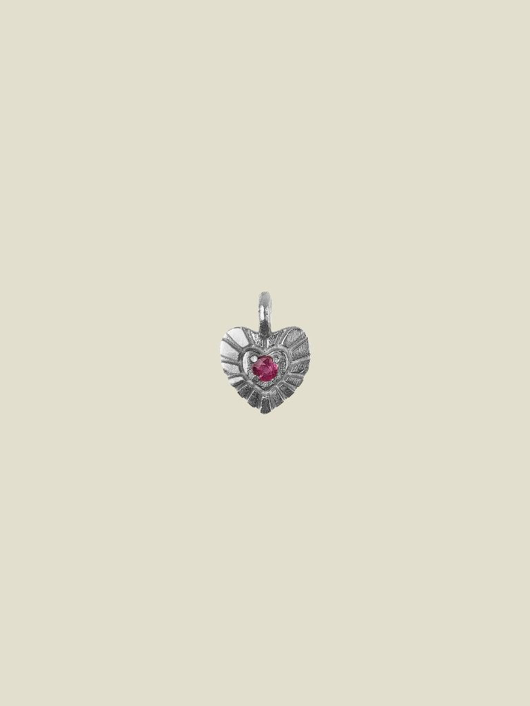 Pendant Garnet Heart Silver