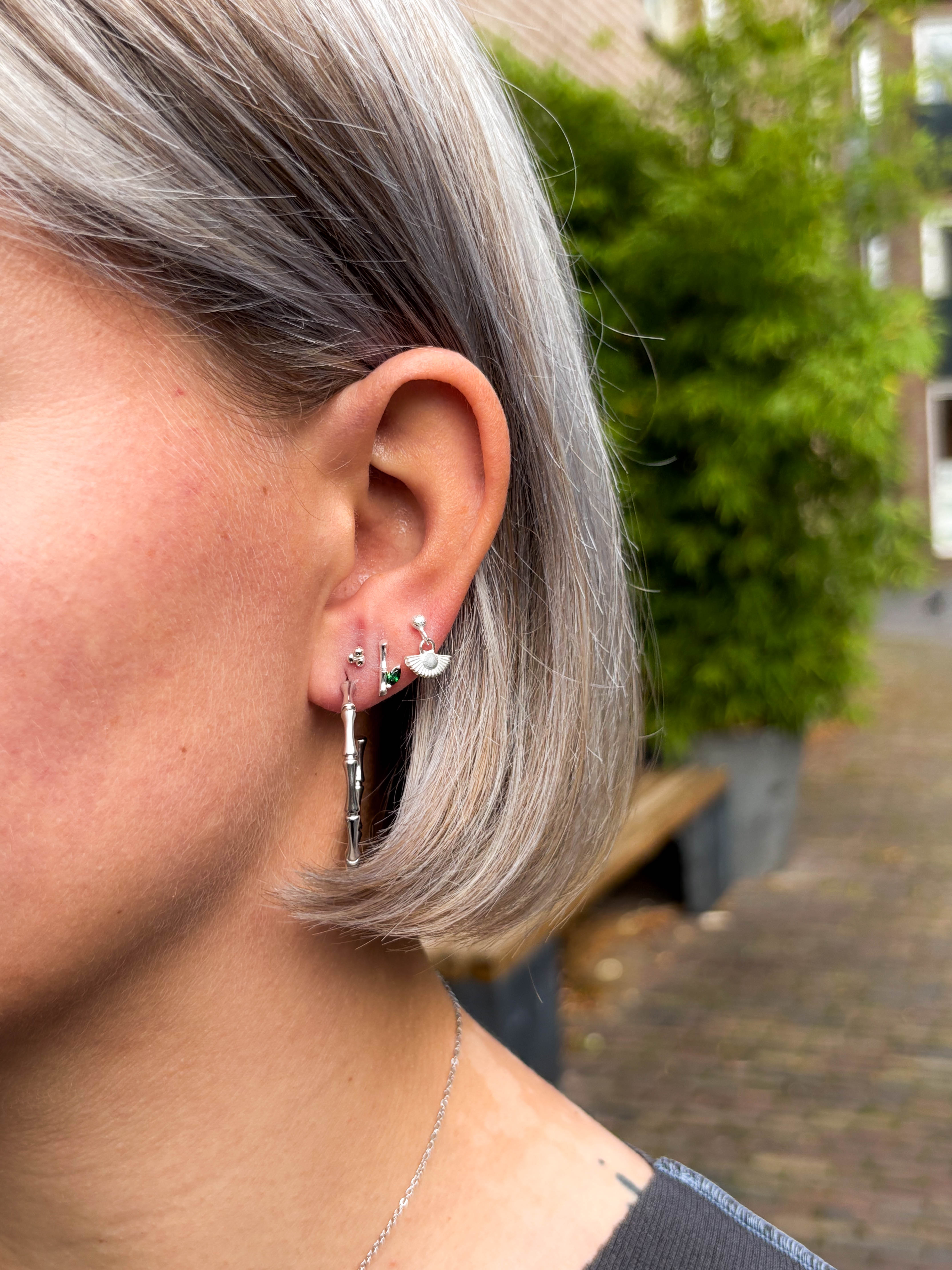 Earring Middle Fan Silver