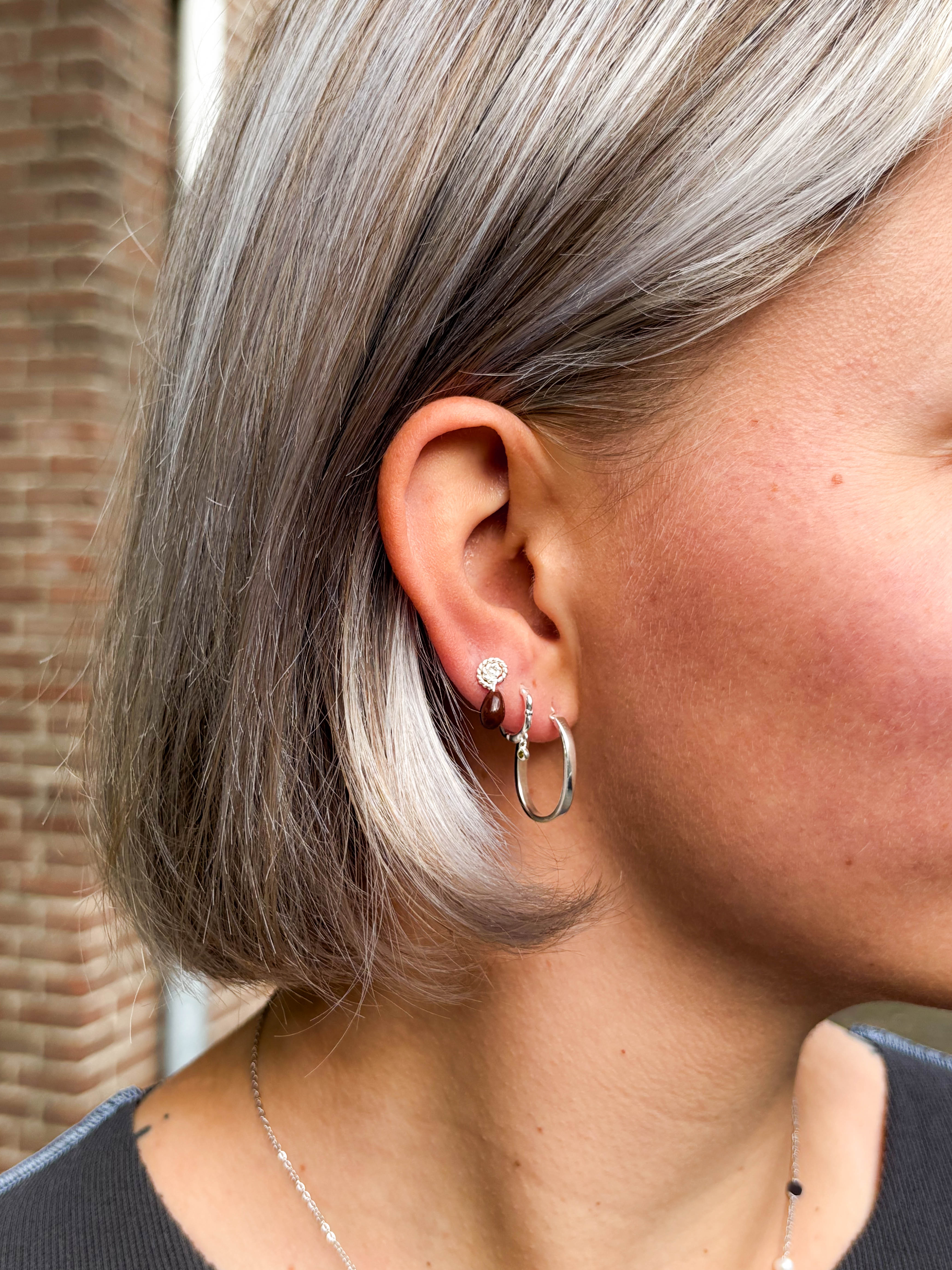 Earring Oval Hoop Silver