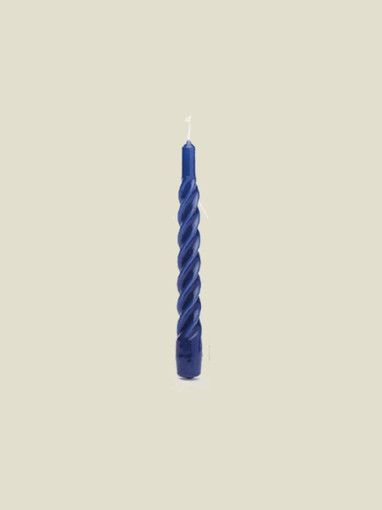 Anna Twisted candle Shiny Dark Blue