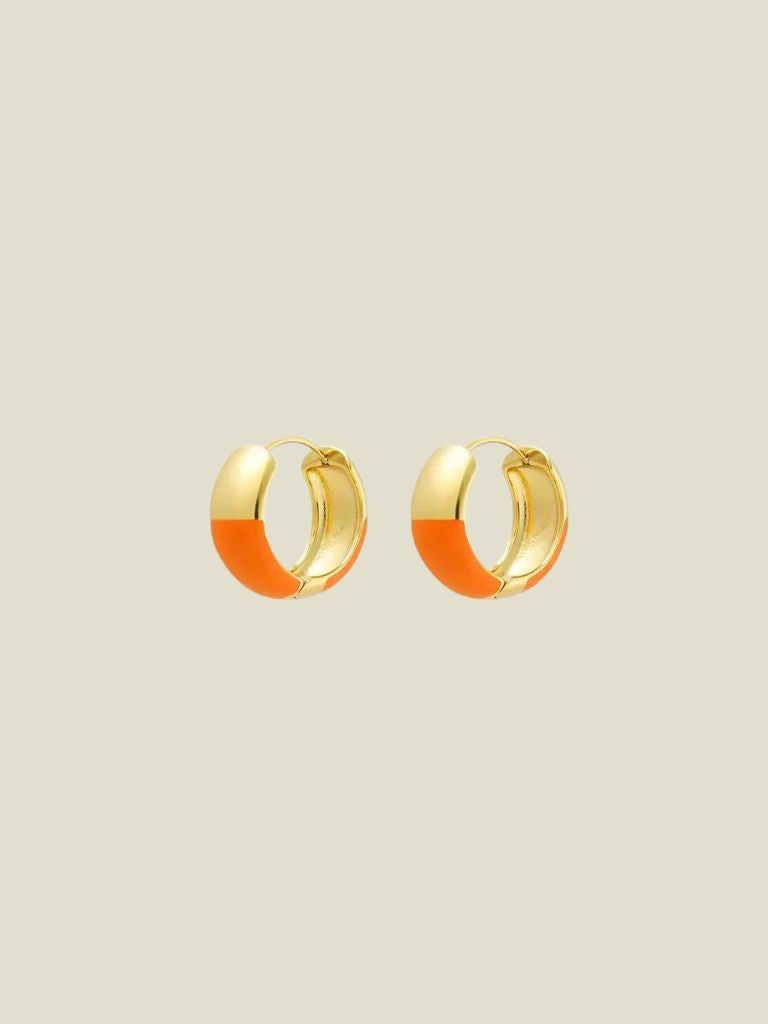 Funky Earrings (Set) Hoops Half Colored Gold Orange